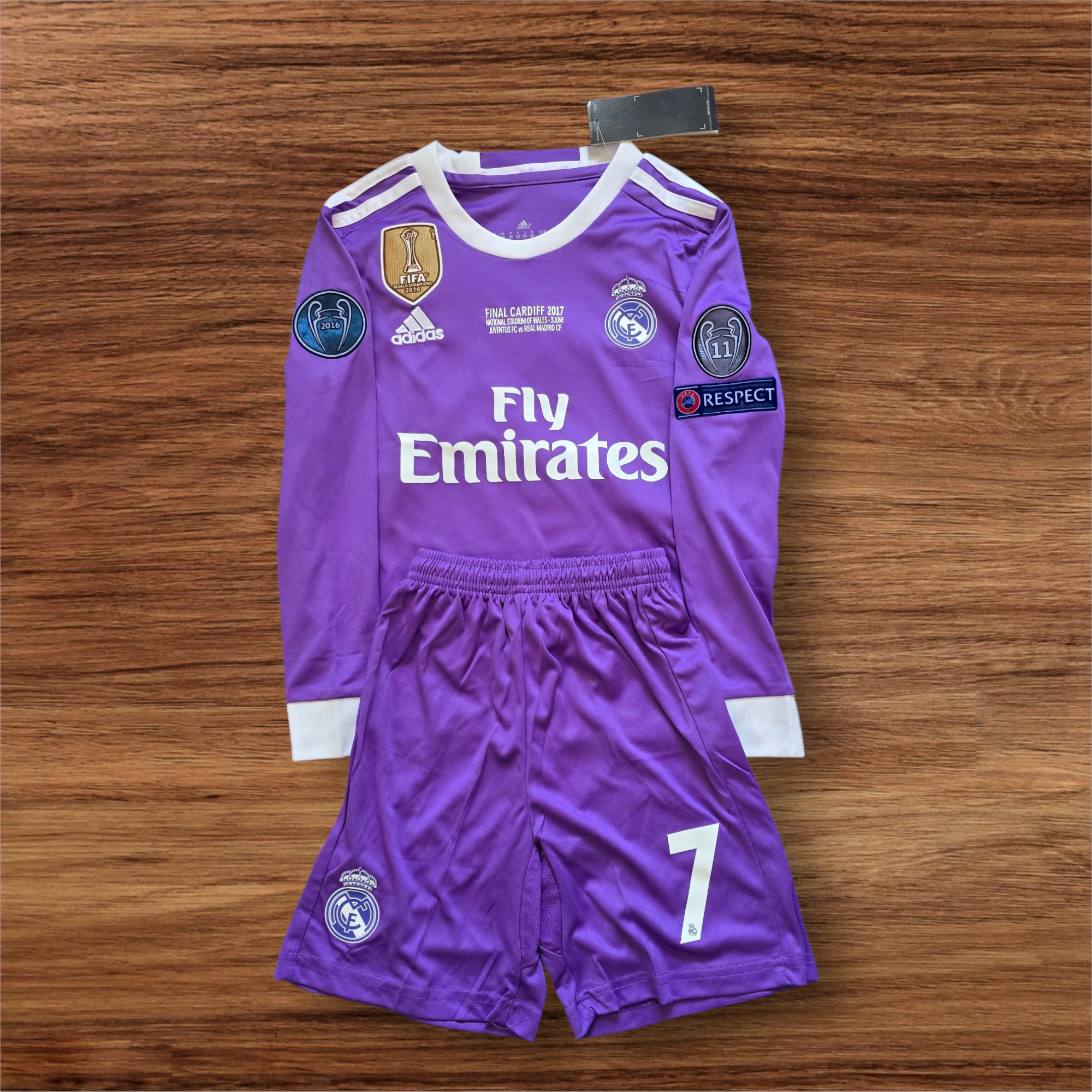 Real Madrid 2016/17 Away #7 Cristiano Ronaldo L/S kids size