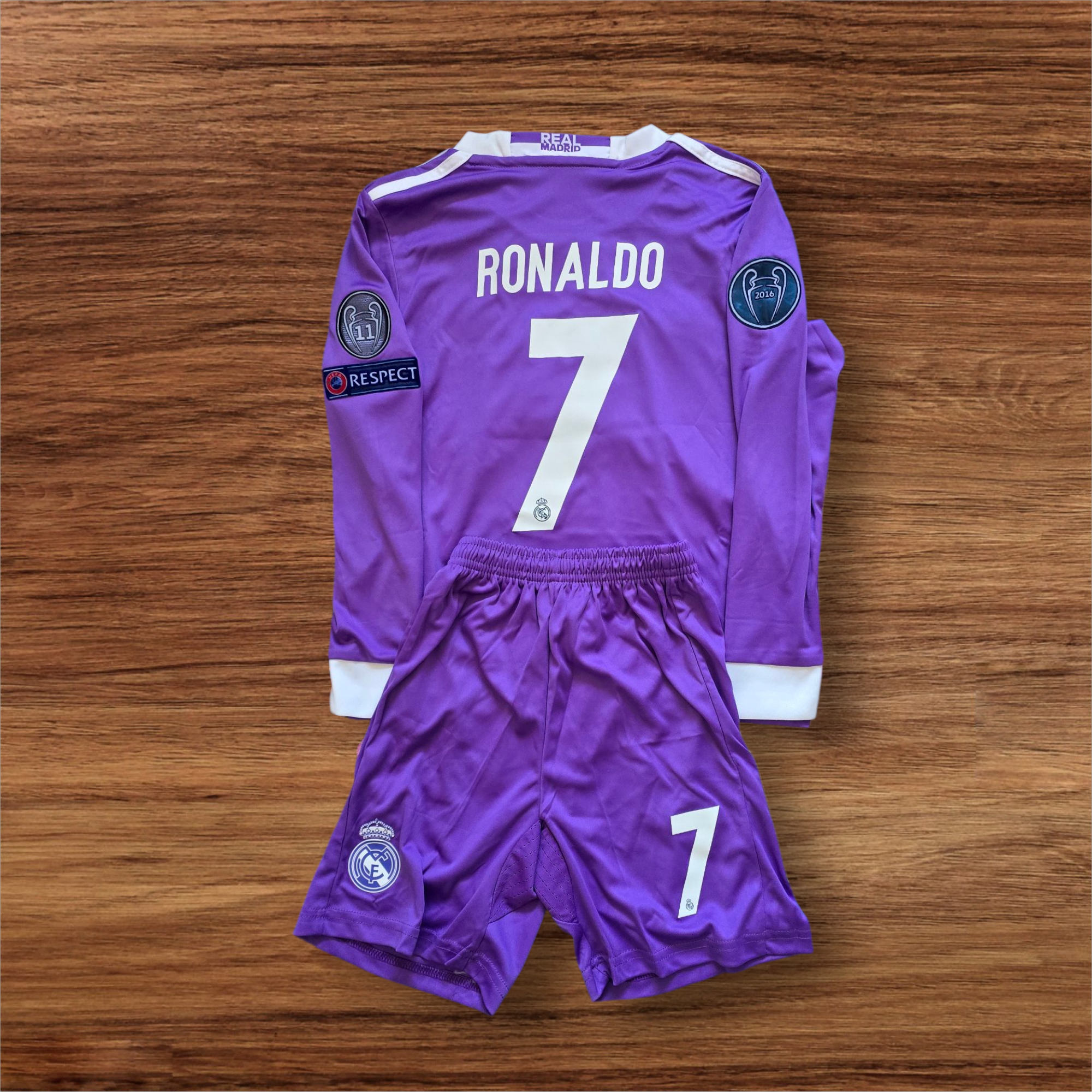 Real Madrid 2016/17 Away #7 Cristiano Ronaldo L/S kids size