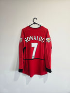 Manchester United Home 2002/04 #7 Cristiano Ronaldo L/S with Gold PL patch