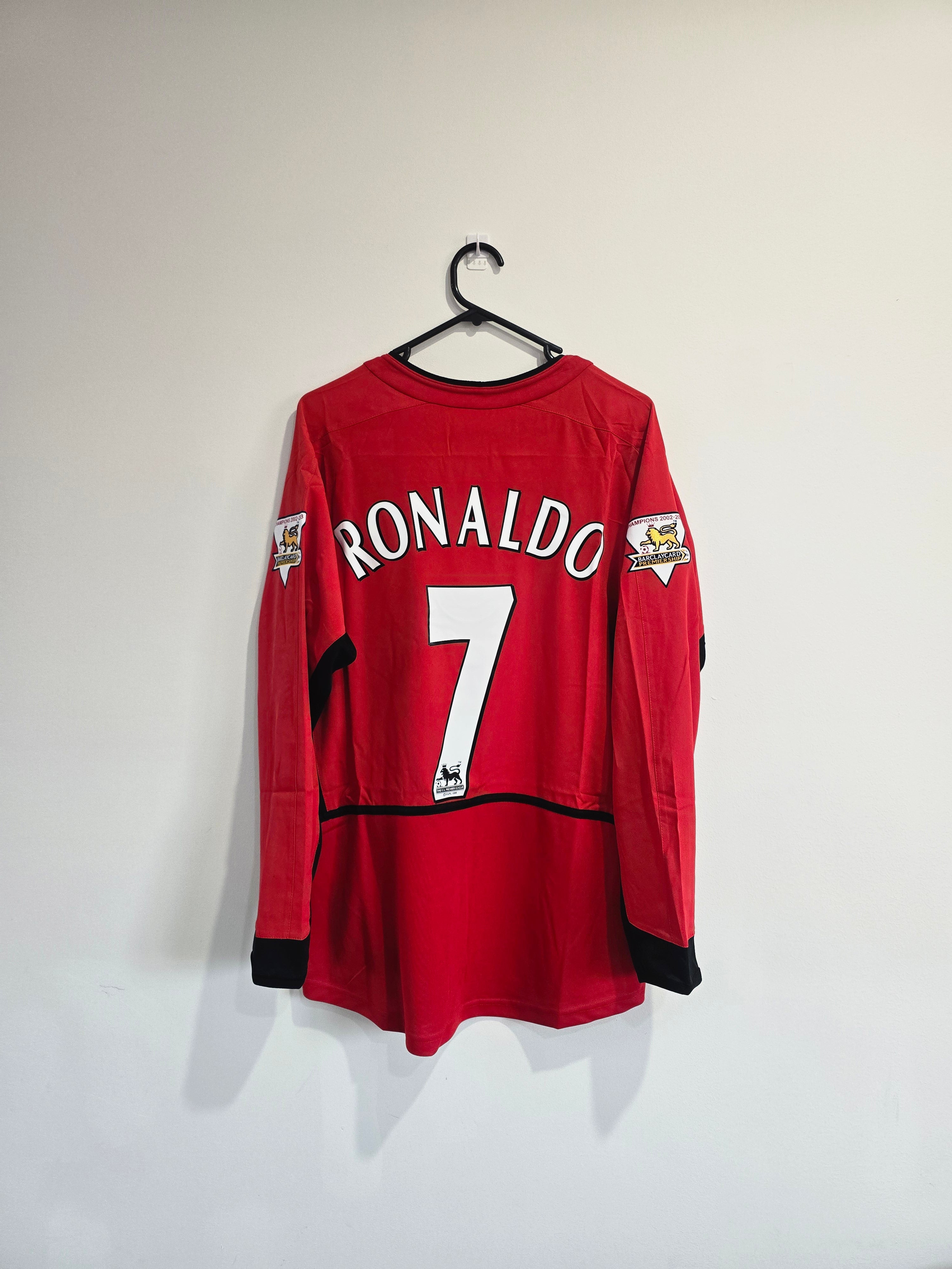 Manchester United Home 2002/04 #7 Cristiano Ronaldo L/S with Gold PL patch