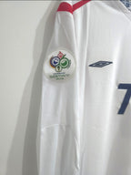 England Home Jersey 2006 World Cup #7 David Beckham L/S