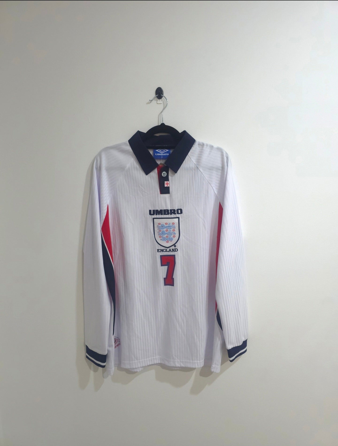England Home Jersey 1998 #7 David Beckham L/S
