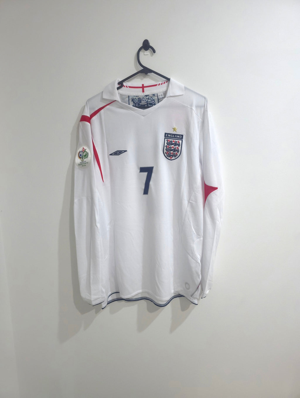 England Home Jersey 2006 World Cup #7 David Beckham L/S