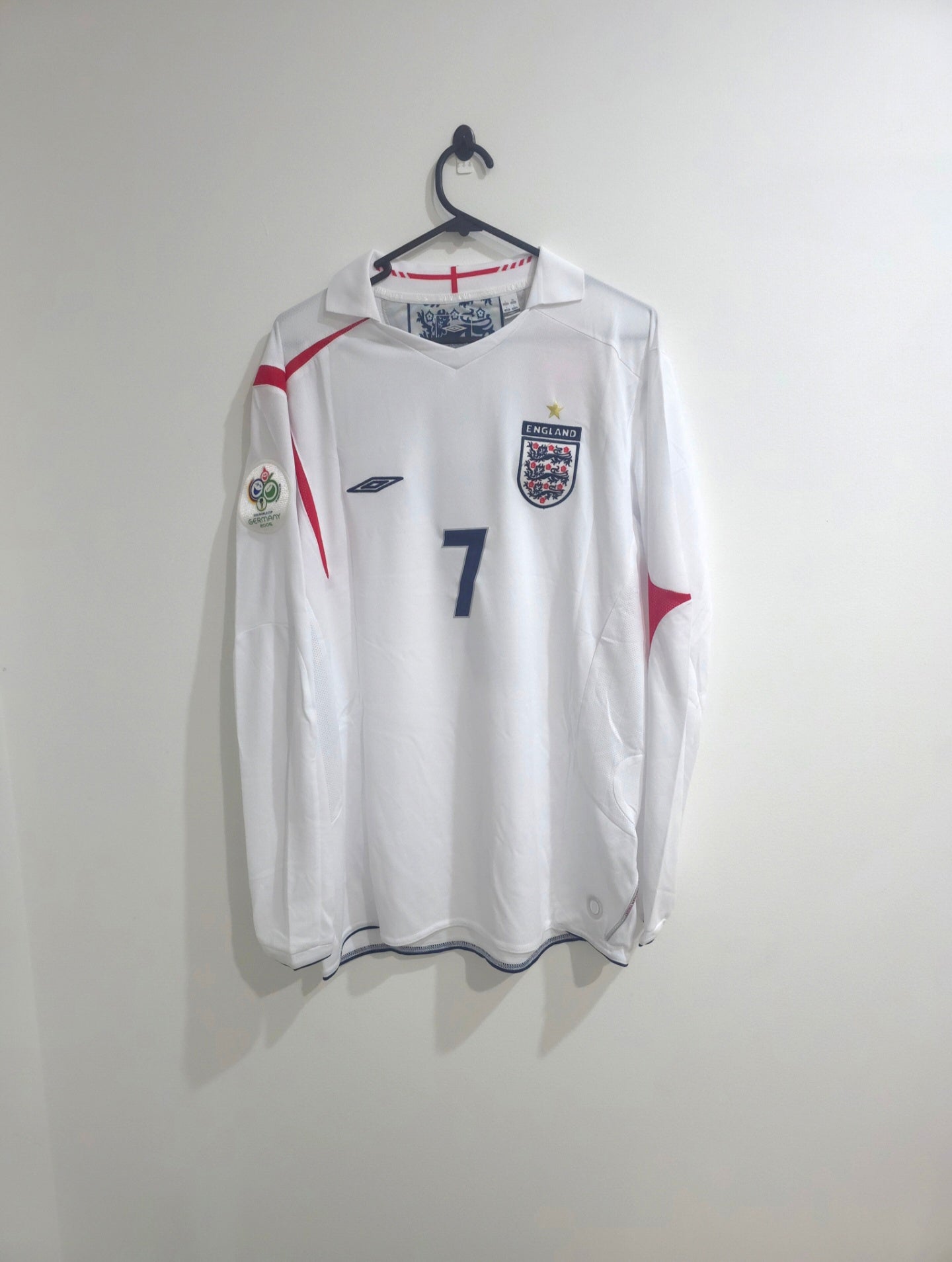 England Home Jersey 2006 World Cup #7 David Beckham L/S