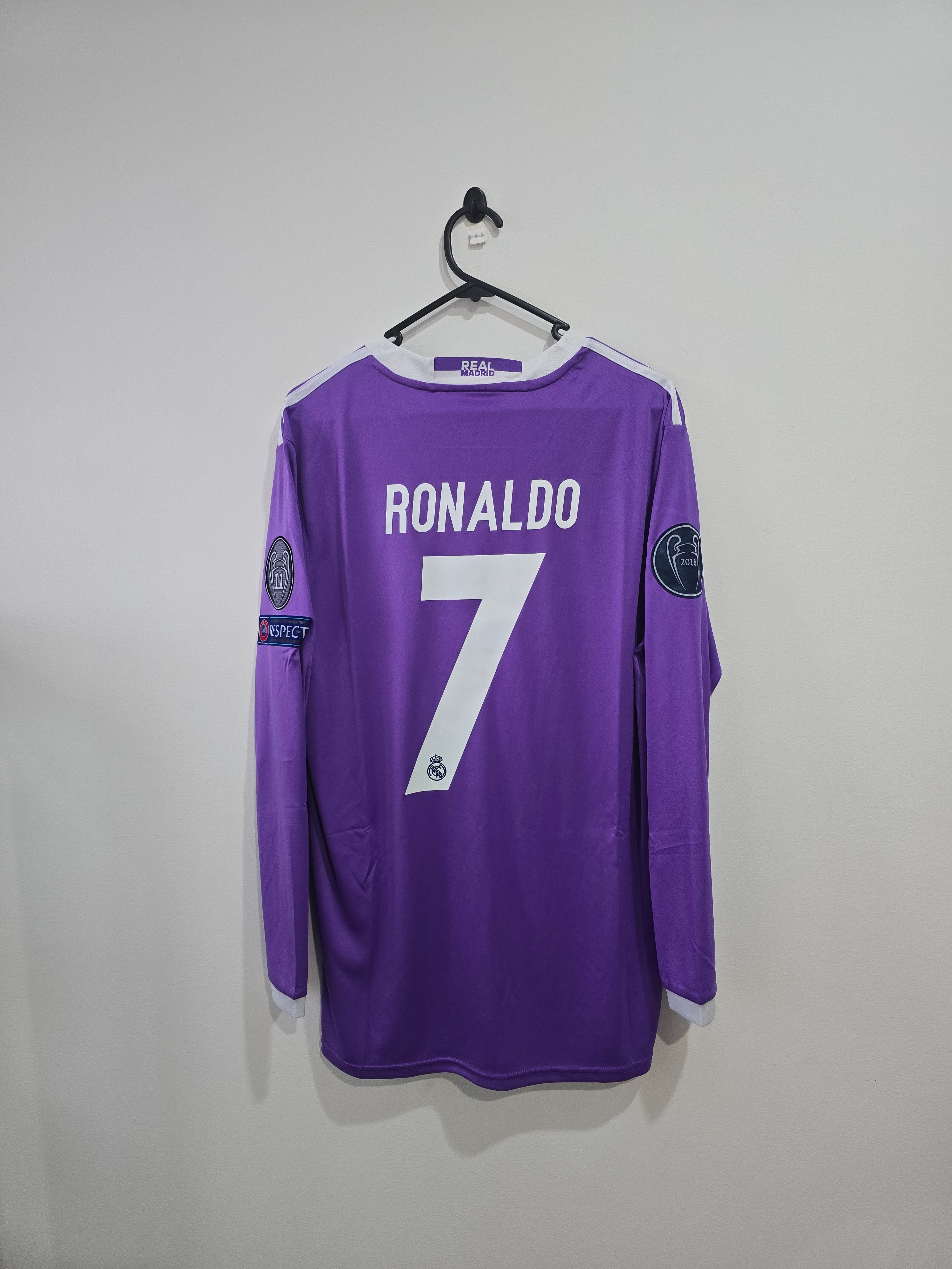 Real Madrid 2016/17 away #7 Cristiano Ronaldo Champions League Final Long Sleeves